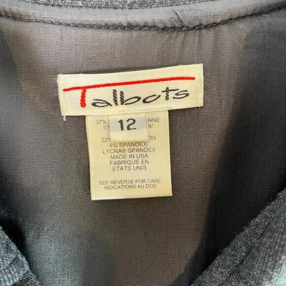 Talbots Vintage 90's Business Suit Charcoal Gray Ponte Knit Jacket Skirt Size 12 - Picture 13 of 15